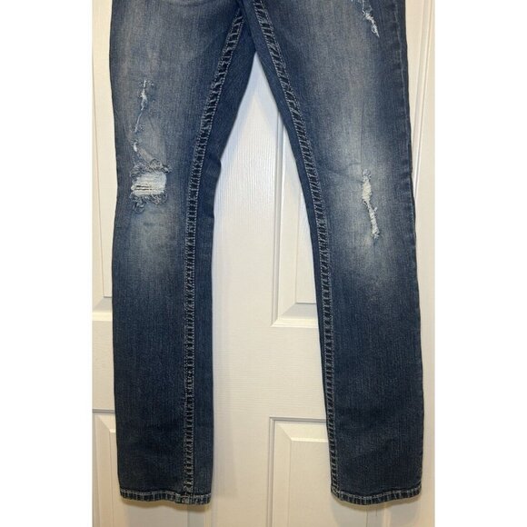 BKE Jake Straight Stretch Distressed Medium Washed Jeans Size 32x36 - Picture 16 of 16